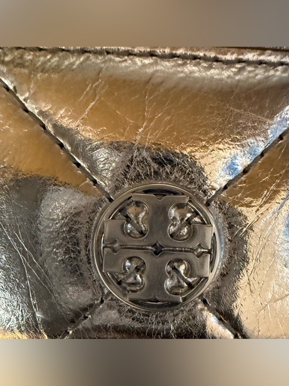 Tory Burch Metallic Silver Quilted Card Holder - Picture 5 of 7